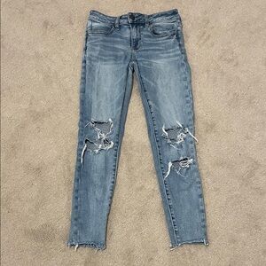 American Eagle Light Blue Ripped Skinny Jeans